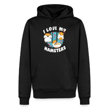 Hamster I Love My Hamsters Squad - Männer Premium Bio Hoodie - Schwarz - Vorne - Nico (187cm)