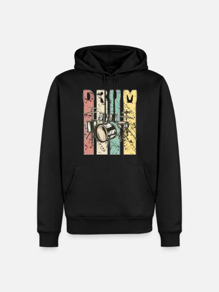 DRUM - Männer Premium Bio Hoodie - Schwarz