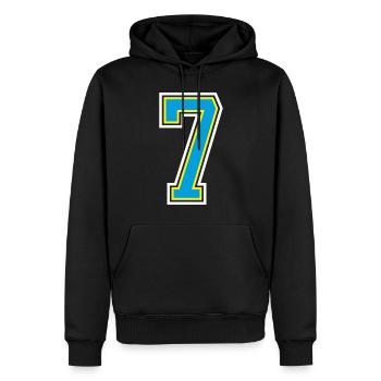 Numéro numéro 7 en bleu - Sweat à capuche Premium bio Homme - noir - Devant - Nico (187cm)