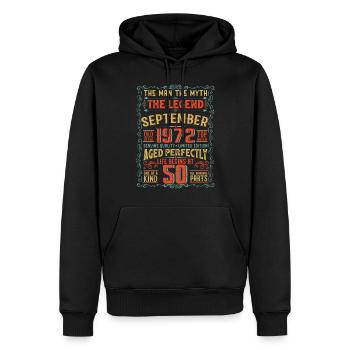 The Man The Myth The Legend 50 Birthday 1972 - Men’s Premium Organic Hoodie - black - Front - Nico (187cm)
