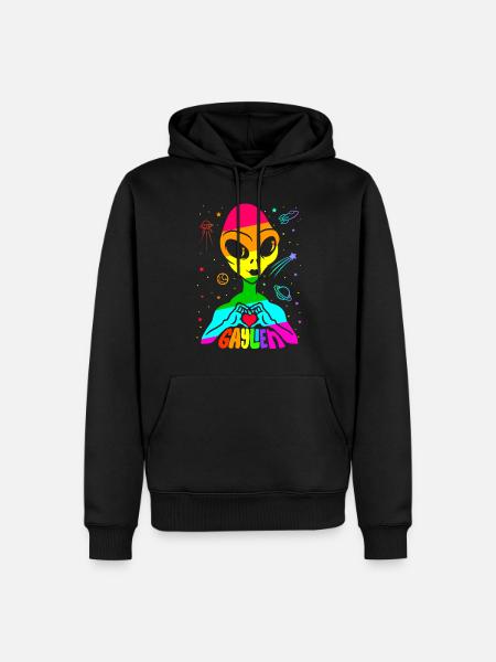 Gaylien Regenbogen gay Pride LGBT - Männer Premium Bio Hoodie - Schwarz