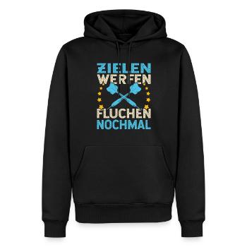 Zielen Werfen Fluchen Nochmal Dartspieler Dart - Männer Premium Bio Hoodie - Schwarz - Vorne - Nico (187cm)