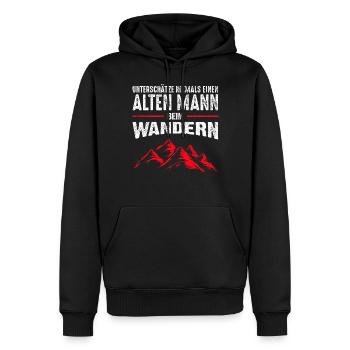 Wandern - Alter Mann | Retro lustige Sprüche - Männer Premium Bio Hoodie - Schwarz - Vorne - Nico (187cm)
