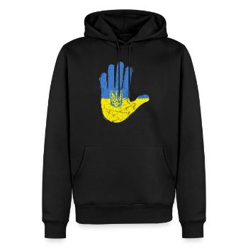 Chemise d’Ukraine Drapeau ukrainien - Sweat à capuche Premium bio Homme - noir - Devant - Nico (187cm)