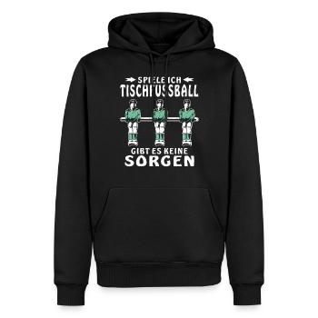SPIELE ICH TISCHFUSSBALL GIBT ES KEINE SORGEN - Männer Premium Bio Hoodie - Schwarz - Vorne - Nico (187cm)