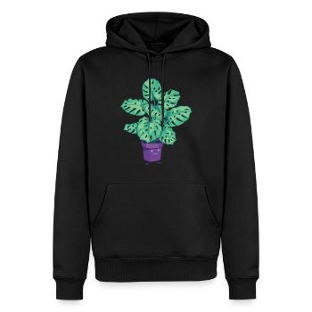 Pflanzen Topfpflanze Monstera Cartoon Zeichnung - Männer Premium Bio Hoodie - Schwarz - Vorne - Nico (187cm)
