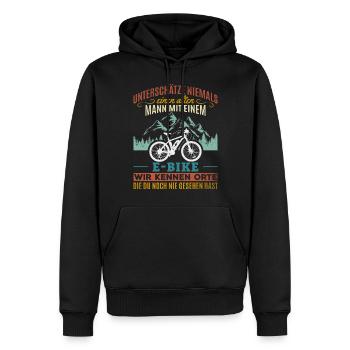 E-Bike Fahrrad Radfahrer eBike Mountainbike - Männer Premium Bio Hoodie - Schwarz - Vorne - Nico (187cm)
