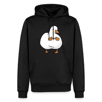 Oie timide et mignonne - Sweat à capuche Premium bio Homme - noir - Devant - Nico (187cm)