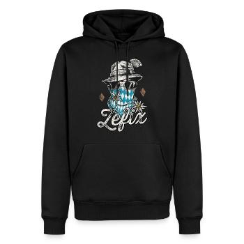 Zefix Shirt Trachten T-Shirt bayrisch Bayern - Männer Premium Bio Hoodie - Schwarz - Vorne - Nico (187cm)