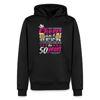 Femme de 50 ans - Sweat à capuche Premium bio Homme - noir - Devant - Nico (187cm)