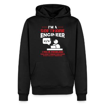 Je suis un ingénieur logiciel développeur de logiciels - Sweat à capuche Premium bio Homme - noir - Devant - Nico (187cm)
