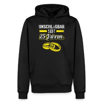 25 Jahre Hochzeitstag Silberhochzeit Spruch - Männer Premium Bio Hoodie - Schwarz - Vorne - Nico (187cm)