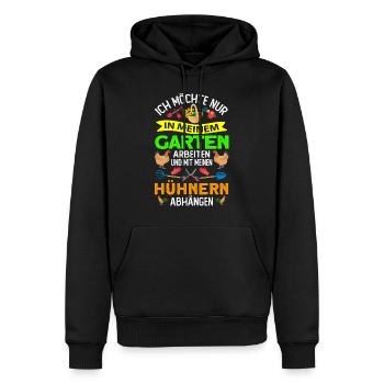Gärtner Geschenk - im Garten arbeiten Hühnern - Männer Premium Bio Hoodie - Schwarz - Vorne - Nico (187cm)