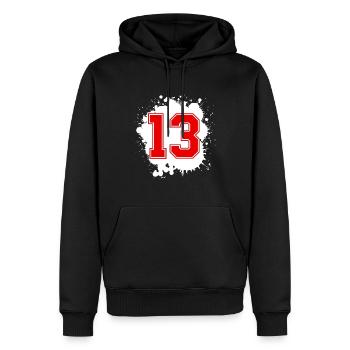 13 Nombre d’objets blob - Sweat à capuche Premium bio Homme - noir - Devant - Nico (187cm)
