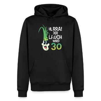 Hurra der Lauch wird 30 - Männer Premium Bio Hoodie - Schwarz - Vorne - Nico (187cm)