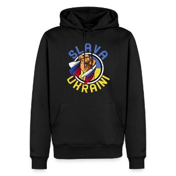 Slava Ukraini Ukraine Paix Liberté - Sweat à capuche Premium bio Homme - noir - Devant - Nico (187cm)