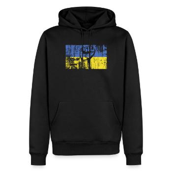 Contre la guerre, l’Ukraine je me bats pour la liberté - Sweat à capuche Premium bio Homme - noir - Devant - Nico (187cm)
