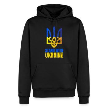 Stand avec Ukraine Vintage Ukraine Flag - Sweat à capuche Premium bio Homme - noir - Devant - Nico (187cm)