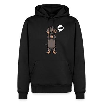 Chien teckel à poil rugueux - Sweat à capuche Premium bio Homme - noir - Devant - Nico (187cm)