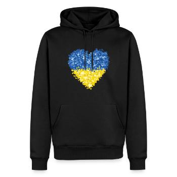 Ukraine Flag Heart Résumé - Sweat à capuche Premium bio Homme - noir - Devant - Nico (187cm)