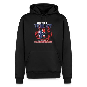 Ich brauche keine Therapie - svalbard und jan maye - Männer Premium Bio Hoodie - Schwarz - Vorne - Nico (187cm)
