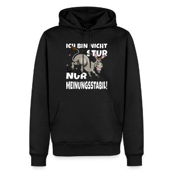 Ich bin nicht stur nur Meinungsstabil Esel Bauer - Männer Premium Bio Hoodie - Schwarz - Vorne - Nico (187cm)