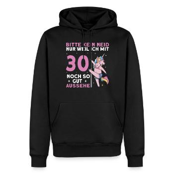 Bitte Kein Neid 30. Geburtstag - Männer Premium Bio Hoodie - Schwarz - Vorne - Nico (187cm)