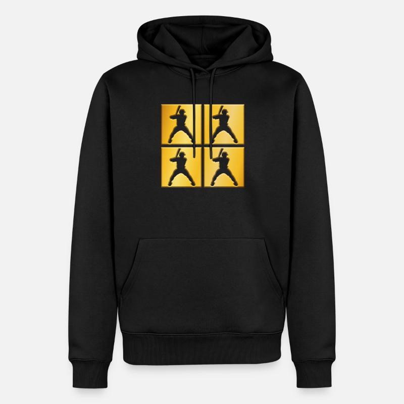 Logo doré du baseball - Sweat à capuche Premium bio Homme - noir