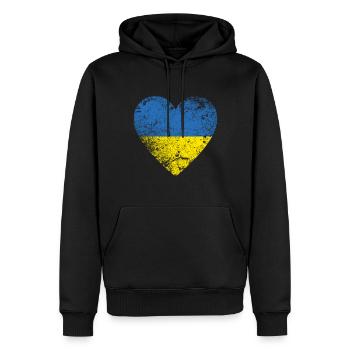Ukraine, Ukraine Flag Heart, Distressed Style - Sweat à capuche Premium bio Homme - noir - Devant - Nico (187cm)