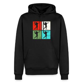 Football Footballer Retro - Männer Premium Bio Hoodie - Schwarz - Vorne - Nico (187cm)