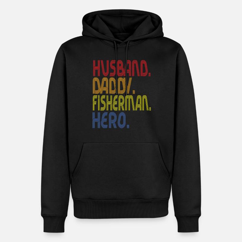 Mari Papa Pêcheur Héros - Sweat à capuche Premium bio Homme - noir