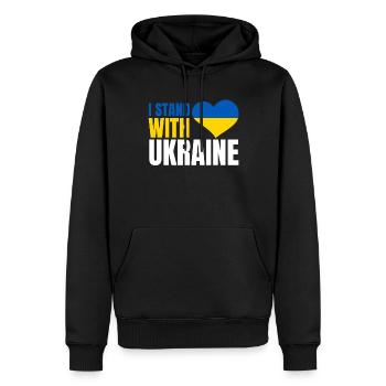 I stand with Ukraine Flag - Männer Premium Bio Hoodie - Schwarz - Vorne - Nico (187cm)