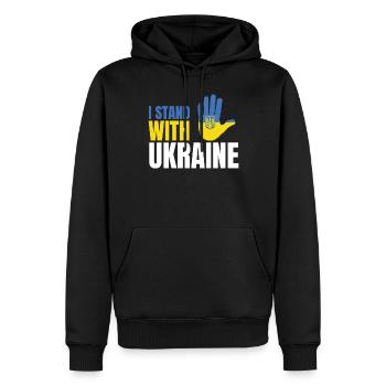 I stand with Ukraine Flag - Männer Premium Bio Hoodie - Schwarz - Vorne - Nico (187cm)