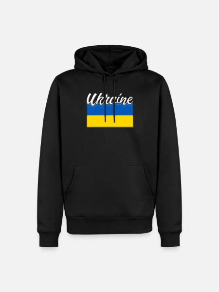Ukraine flag lettering - Men’s Premium Organic Hoodie - black