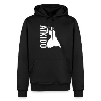 Aïkido - Sweat à capuche Premium bio Homme - noir - Devant - Nico (187cm)