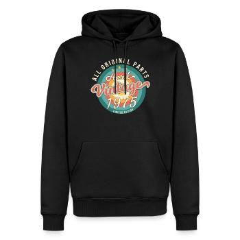 Avril 1975 Millésime - Sweat à capuche Premium bio Homme - noir - Devant - Nico (187cm)