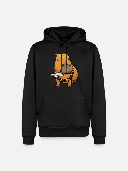 Capybara avec couteau Drôle Capybara - Sweat à capuche Premium bio Homme - noir