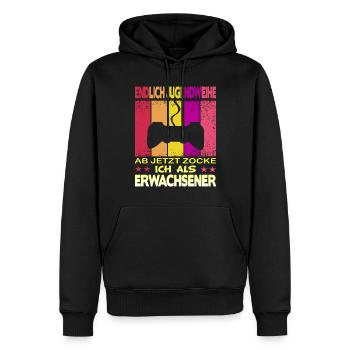 Jugendweihe Gamer - Männer Premium Bio Hoodie - Schwarz - Vorne - Nico (187cm)