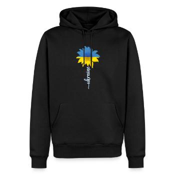 Soutenez l’Ukraine avec Je soutiens l’Ukraine - Sweat à capuche Premium bio Homme - noir - Devant - Nico (187cm)