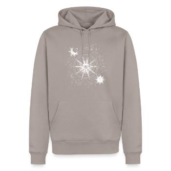 Symbole occulte spirituel de l’œil qui voit tout - Sweat à capuche Premium bio Homme - taupe - Devant - Nico (187cm)