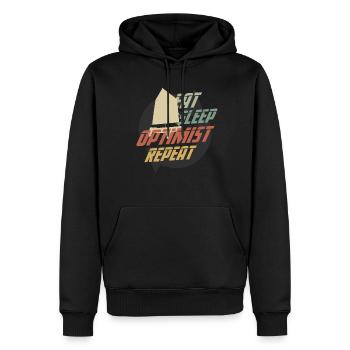 Retro Eat Sleep Optimist Repeat OPTIMIST PRESENT - Men’s Premium Organic Hoodie - black - Front - Nico (187cm)