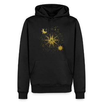 Tous voyant l’œil Symbole spirituel Lune Soleil - Sweat à capuche Premium bio Homme - noir - Devant - Nico (187cm)
