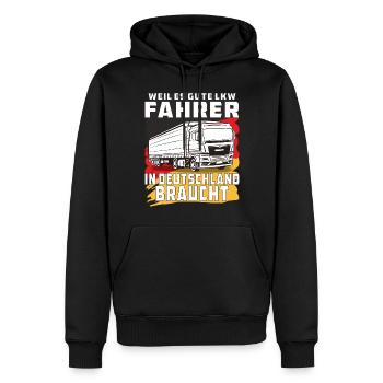 GUTE LKW FAHRER IN DEUTSCHLAND - Männer Premium Bio Hoodie - Schwarz - Vorne - Nico (187cm)