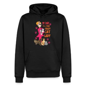 Crazy Cat Lady Cat Mom Idée cadeau - Sweat à capuche Premium bio Homme - noir - Devant - Nico (187cm)