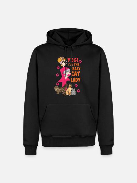 Crazy Cat Lady Katze Katzenmama Geschenkidee - Männer Premium Bio Hoodie - Schwarz