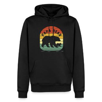 Vatertag PapaBear Papa Vintage Retro Bär - Männer Premium Bio Hoodie - Schwarz - Vorne - Nico (187cm)