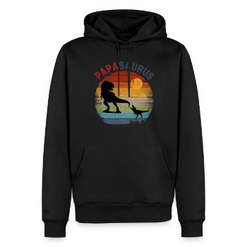 Papasaurus 1 Kid - Coucher de soleil rétro vintage - Sweat à capuche Premium bio Homme - noir - Devant - Nico (187cm)