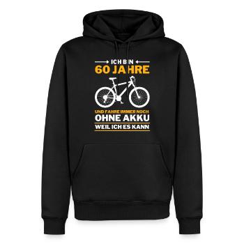 60 Jahre 60. Geburtstag Fahrrad ohne Akku - Männer Premium Bio Hoodie - Schwarz - Vorne - Nico (187cm)