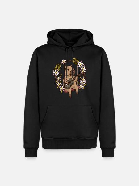 Capybara Rodent Guitar - Men’s Premium Organic Hoodie - black