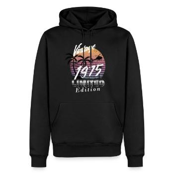Vintage 1975 Limited Edition - Männer Premium Bio Hoodie - Schwarz - Vorne - Nico (187cm)